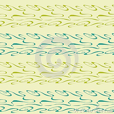 Green pattern with waves and curls Vector Illustration