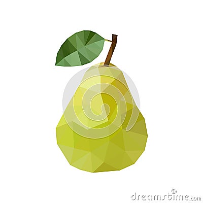 Green pear in polygonal style. Vector illustration Vector Illustration