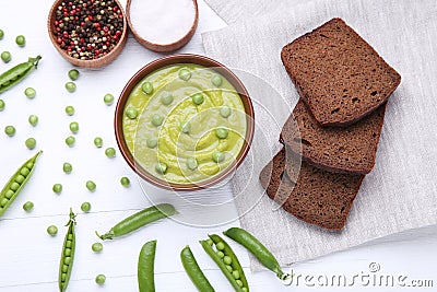 Green peas soup Stock Photo