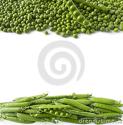 Green peas on a white background. Stock Photo