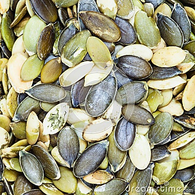 Green peeled pumpkin seeds Stock Photo