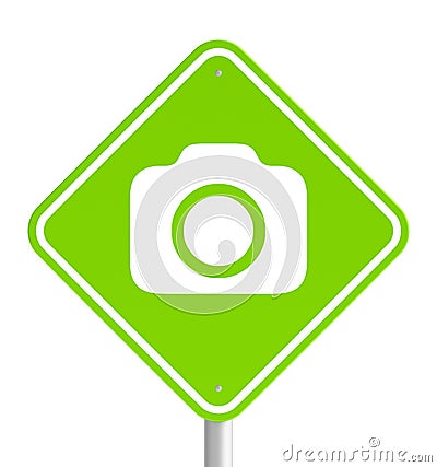 Green pemissive traffic sign with camera icon Stock Photo