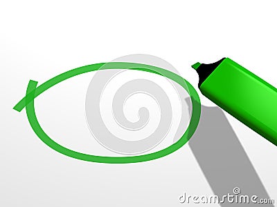 Green pen marker drawing an empty circle on a white blank background Stock Photo