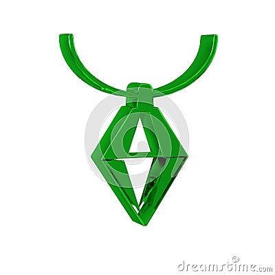 Green Pendant on necklace icon isolated on transparent background. Stock Photo