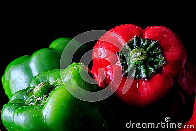 Green pepper on black background Stock Photo