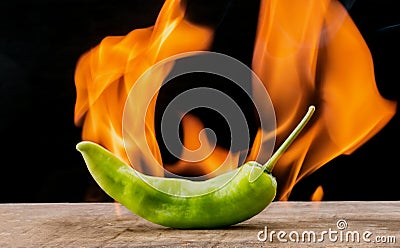 Green pepper with flam Stock Photo