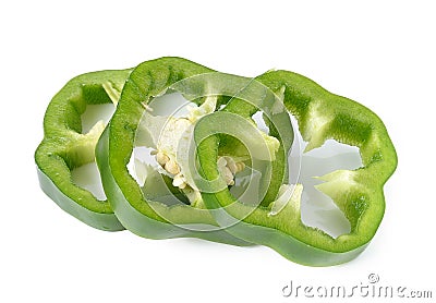 Green pepper slice on white background Stock Photo