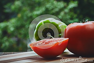 Green pepper and tomato Stock Photo