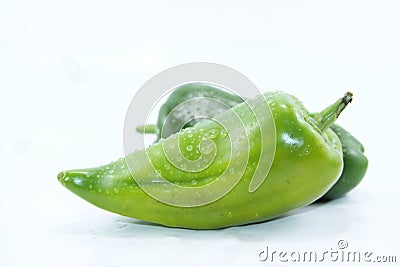 Green pepper on white background . Stock Photo