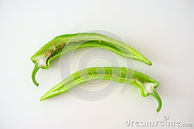 green peppers cut in half Stock Photo