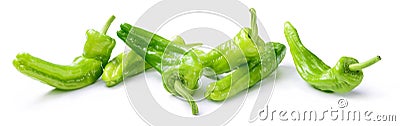 Green peppers. Friggitelli, isolated on white background. Stock Photo