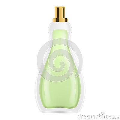 Green perfume bottle icon, realistic style Vector Illustration