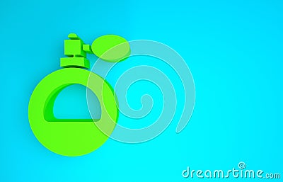 Green Perfume icon isolated on blue background. Minimalism concept. 3d illustration 3D render Cartoon Illustration