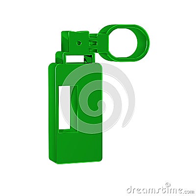 Green Perfume icon isolated on transparent background. Stock Photo