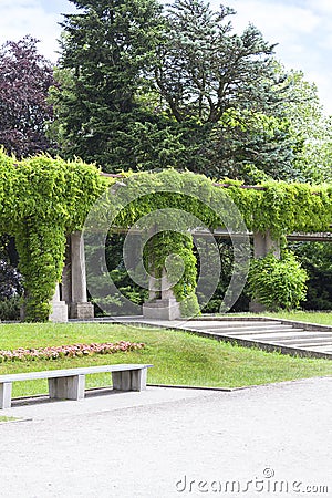 Green pergola in Szczytnicki Park, Wroclaw, Poland Stock Photo