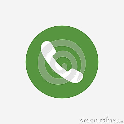 Green phone call button isolated. Answer telephone button Stock Photo