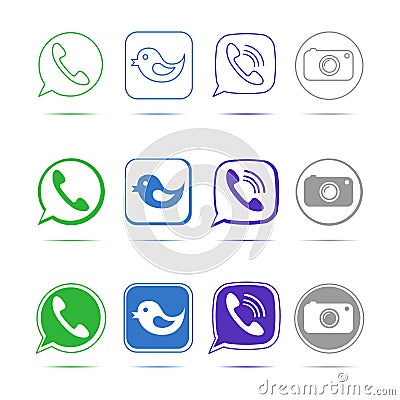 Green phone handset in speech bubble vector icon Vector Illustration