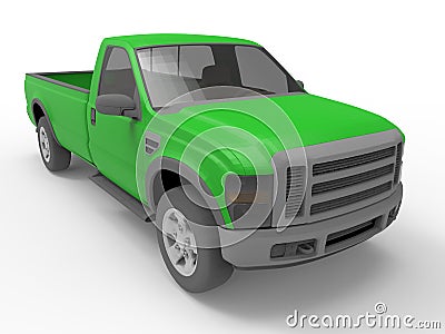 Green pick up truck illustration Cartoon Illustration