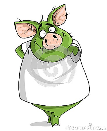 Green pig in a white T-shirt Stock Photo