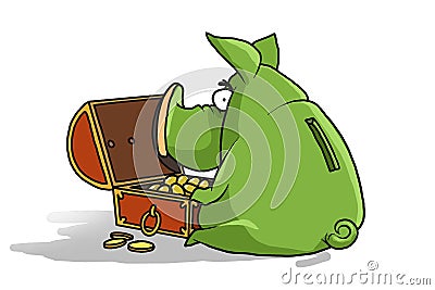 Green pig wishes you a lot of money in the new year! Stock Photo