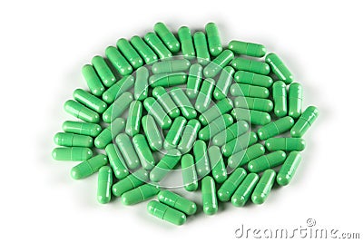 Green pills Stock Photo