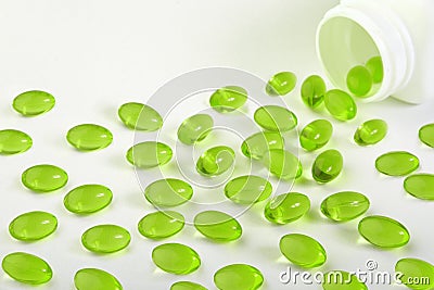 Green pills Stock Photo