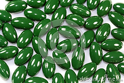 Green pills Stock Photo