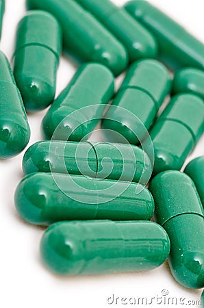 Green pills Stock Photo