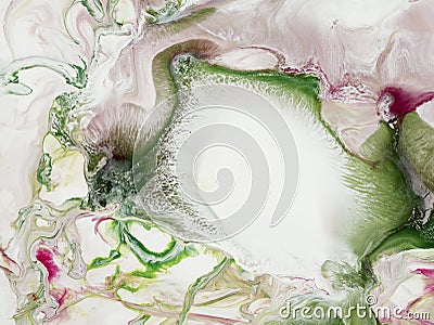 Green and pink abstract hand painted background, acrylic painting on canvas. Stock Photo