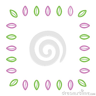 Green pink cartoon Quote speech flora icon. Empty place square for citation, cite, balloon for idea, forum, chat, comment, photo. Vector Illustration