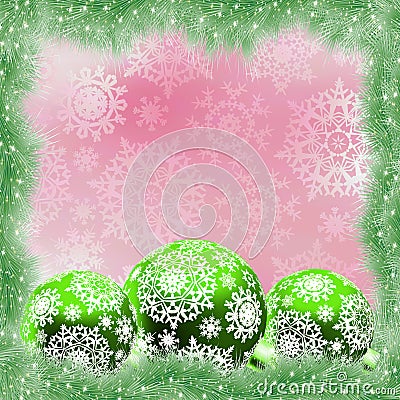 Green and pink christmas card. EPS 8 Vector Illustration