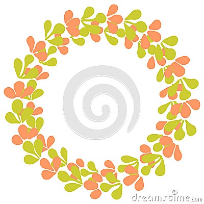 Green and pink laurel wreath vector frame isolated on white background Vector Illustration