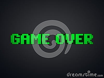 Green pixel text Game Ove Stock Photo