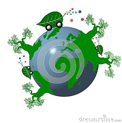 Green planet Cartoon Illustration