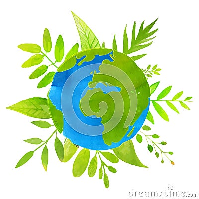 Green planet concept. earth illustration with Vector Illustration