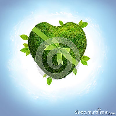 green planet heart shaped Stock Photo