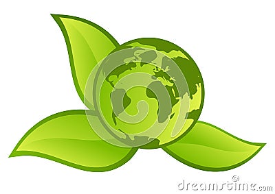 Green Planet - sign/button Vector Illustration