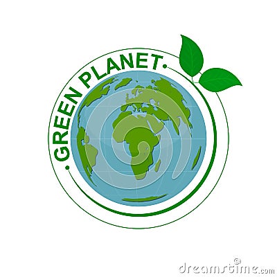 Green planet symbol. Vector Illustration