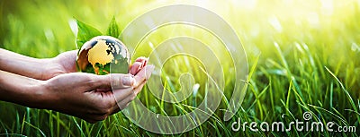 Green Planet in Your Hands. Environment Concept Stock Photo