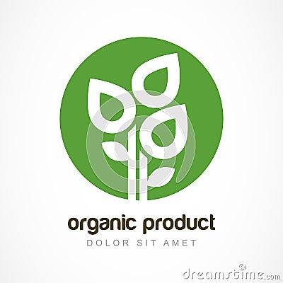 Green plant in circle vector logo template. Abstract design concept for natural organic product, food, cosmetic Vector Illustration