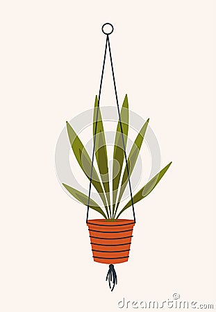 Green plant in pot Vector Illustration