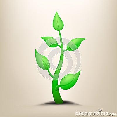 green plant sprouts on coffee background Vector Illustration