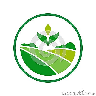 Green plantation farm estate logo icon Vector Illustration