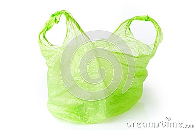 Green plastic bag isolated Stock Photo