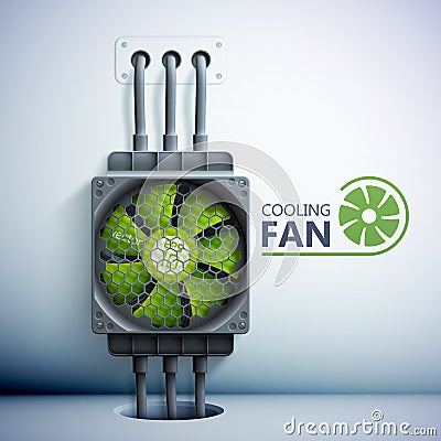 Green Plastic Computer Cooler Vector Illustration