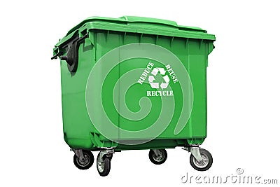 Green plastic disposal container Stock Photo