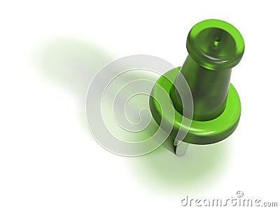 Green plastic pushpin or thumbtack - accept Stock Photo