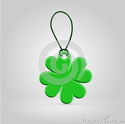 Green plastic shamrock leaf tag Vector Illustration