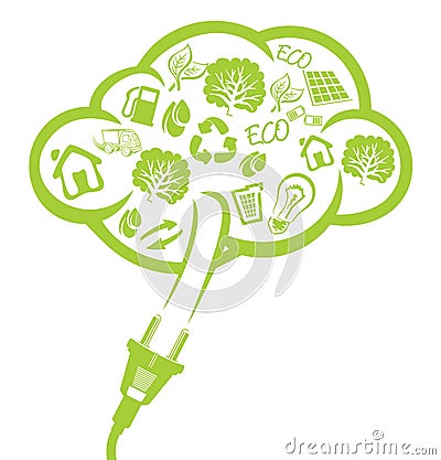 Green plug - electric power concept Vector Illustration