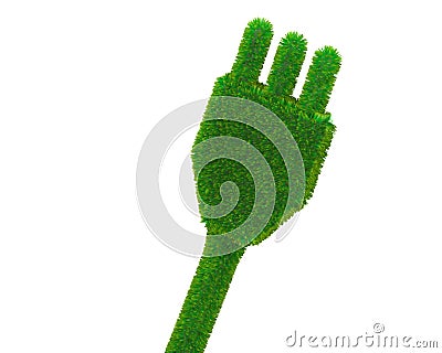 Green plug with grass Cartoon Illustration
